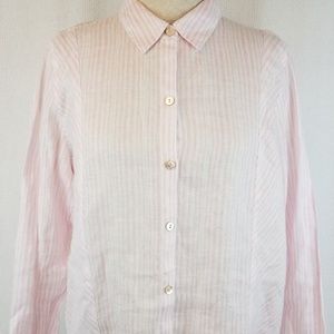 J Jill Love Linen Womens Pink White Pin Stripe